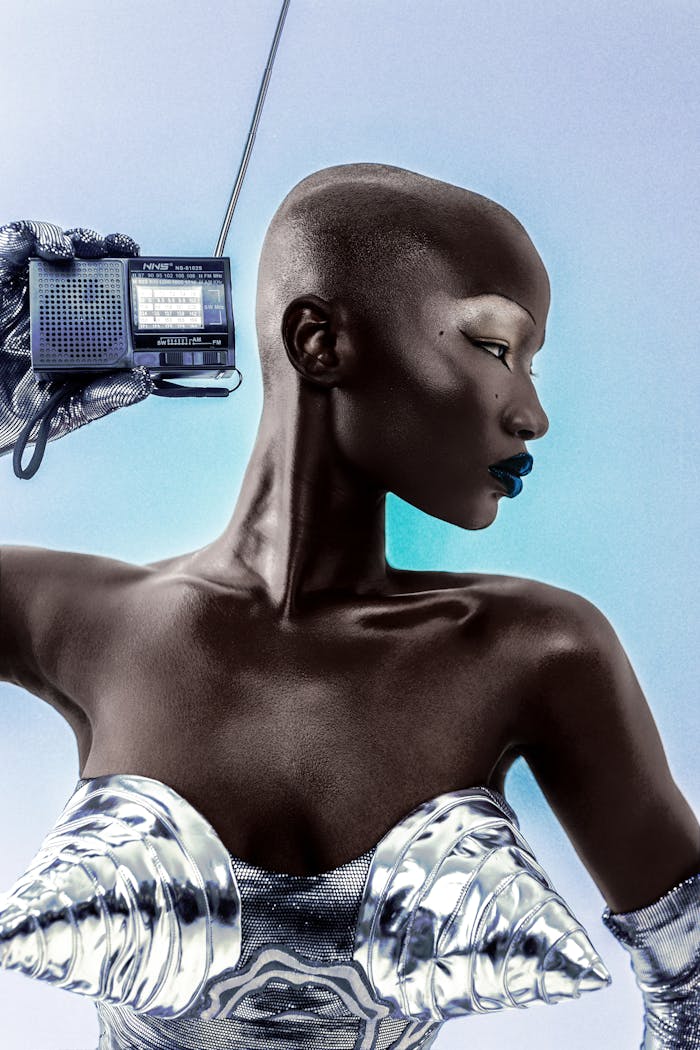 The Art of Drawing Readers In: Your attractive post title goes here Bold fashion portrait showcasing futuristic style with a vintage radio.